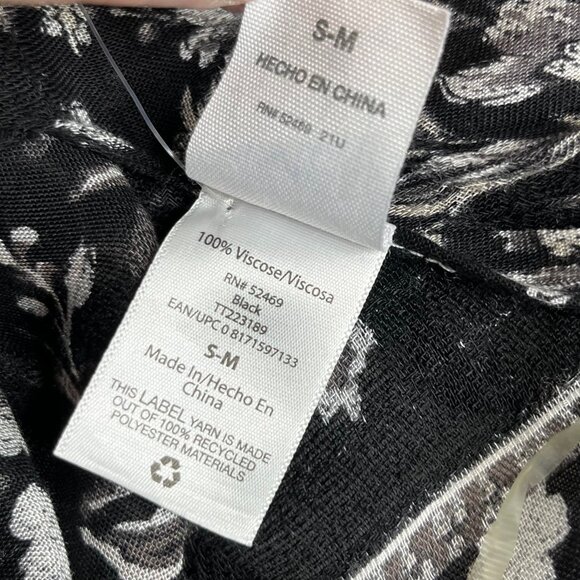Time And Tru Floral Kimono Womens Black Size Small/Medium New - Picture 8 of 11